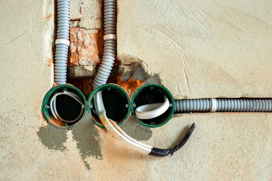 Des câbles électriques dans une de gaine de 40mm