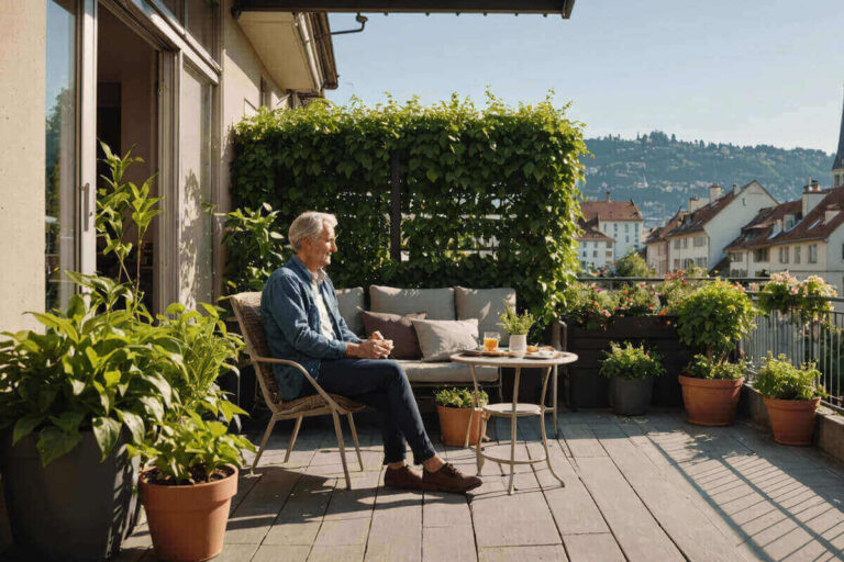 Aménagement dune terrasse d'un appartement à Lausanne