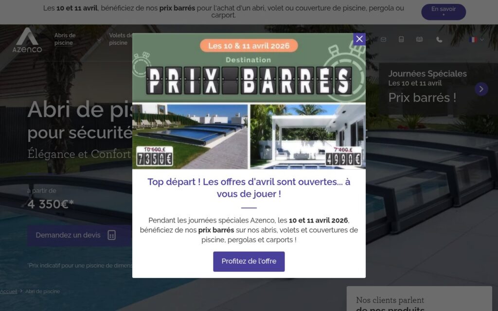 Abris de piscine gamme Azenco