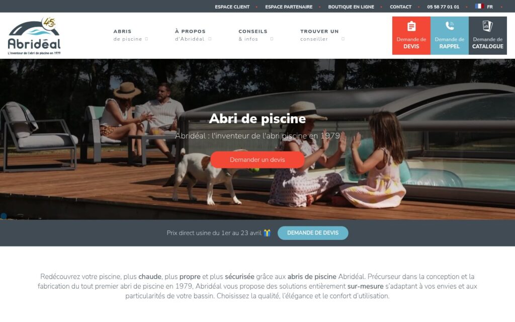 Abris de piscine téléscopique Abridéal