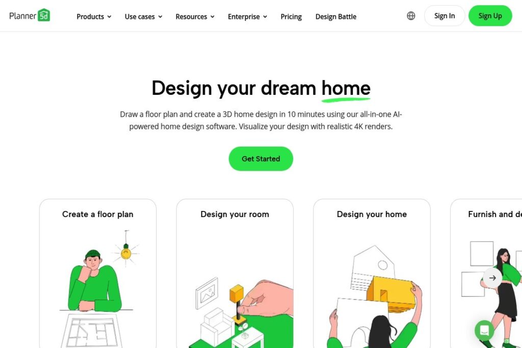 Application mobile AI de décoration Planner5D