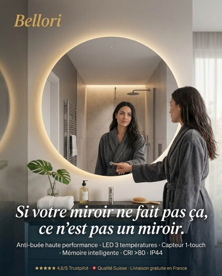 Miroir anti-buée pour salle de bain tendance