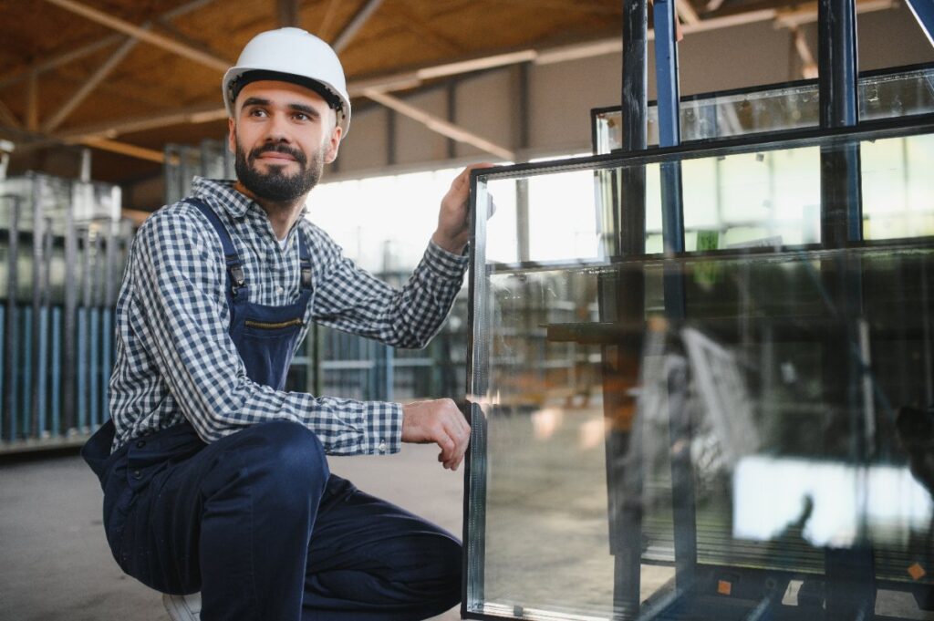Un vitrier professionnel tenant un verre